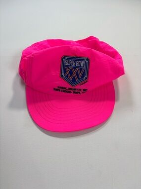 Collectible vintage Super Bowl XXV Neon Pink Snapback Hat NWT